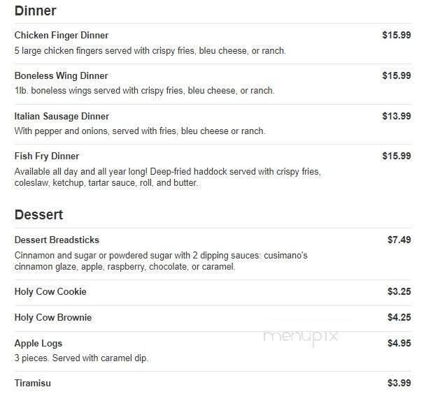 Cusimanos Pizzeria - Lockport, NY menu_pic