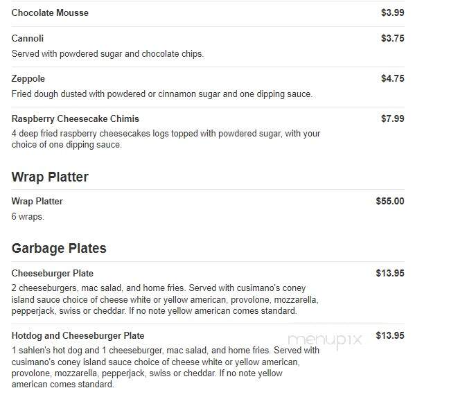 Cusimanos Pizzeria - Lockport, NY menu_pic