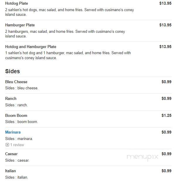 Cusimanos Pizzeria - Lockport, NY menu_pic