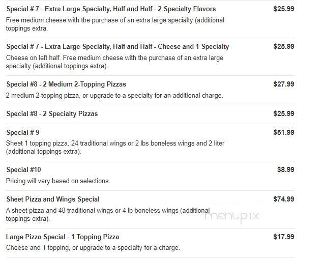 Cusimanos Pizzeria - Lockport, NY menu_pic