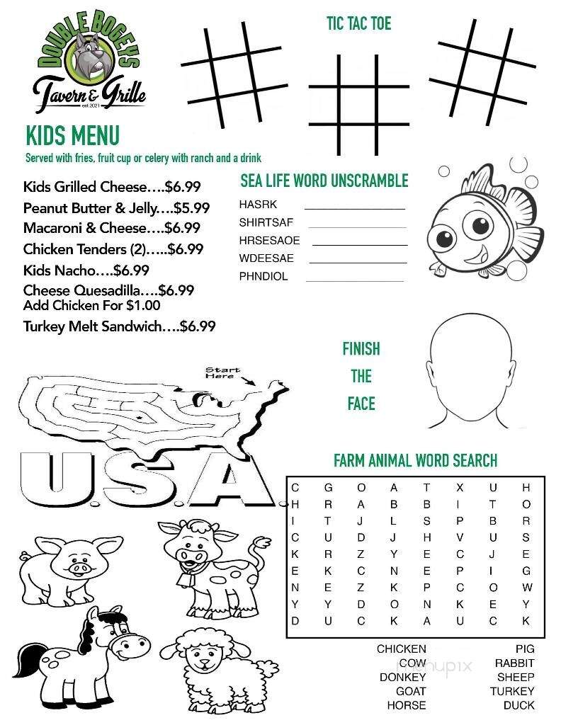Double Bogeys Tavern & Grille - Lutz, FL menu_pic