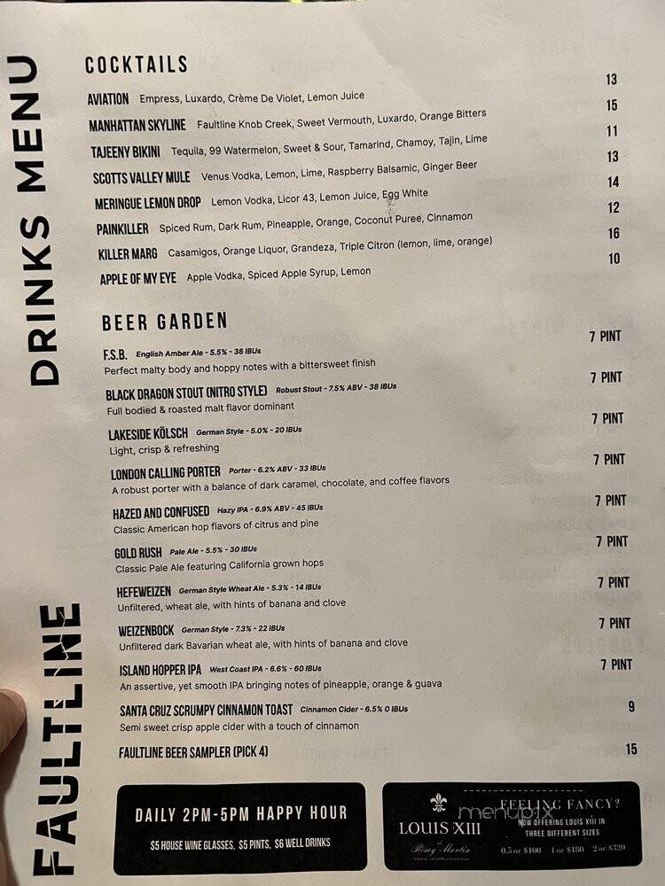 Faultline Brewing Company - Scotts Valley, CA menu_pic