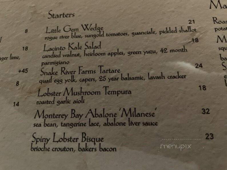 Foray - Carmel-by-the-Sea, CA menu_pic