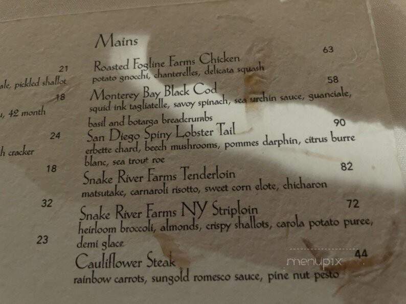 Foray - Carmel-by-the-Sea, CA menu_pic