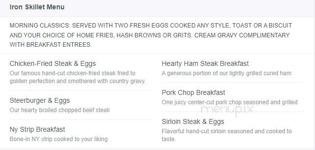 Iron Skillet Restaurant - Gaston, IN menu_pic