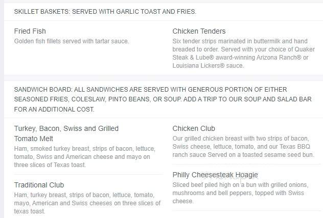 Iron Skillet Restaurant - Gaston, IN menu_pic