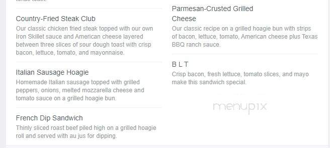 Iron Skillet Restaurant - Gaston, IN menu_pic
