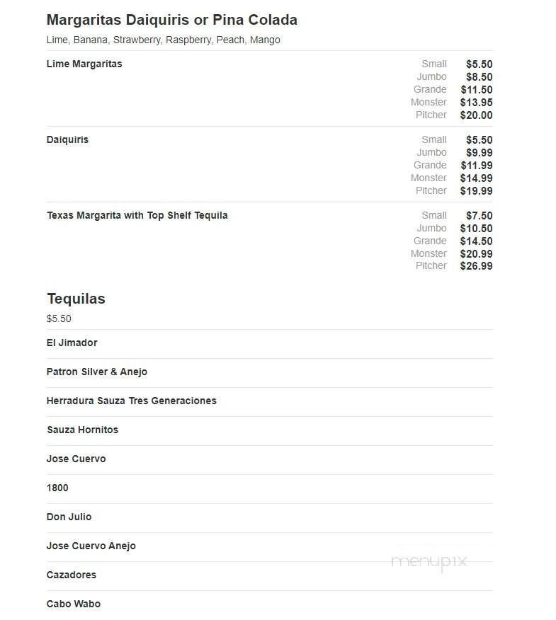 El Toro - Arcola, IL menu_pic