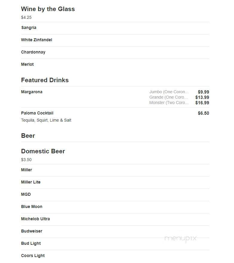 El Toro - Arcola, IL menu_pic