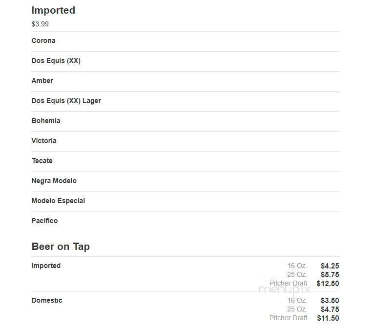 El Toro - Arcola, IL menu_pic
