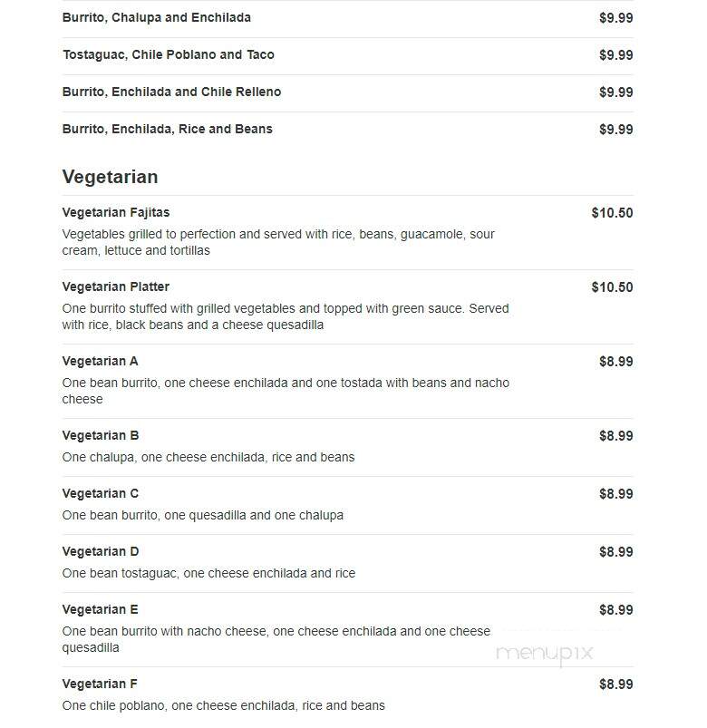 El Toro - Arcola, IL menu_pic