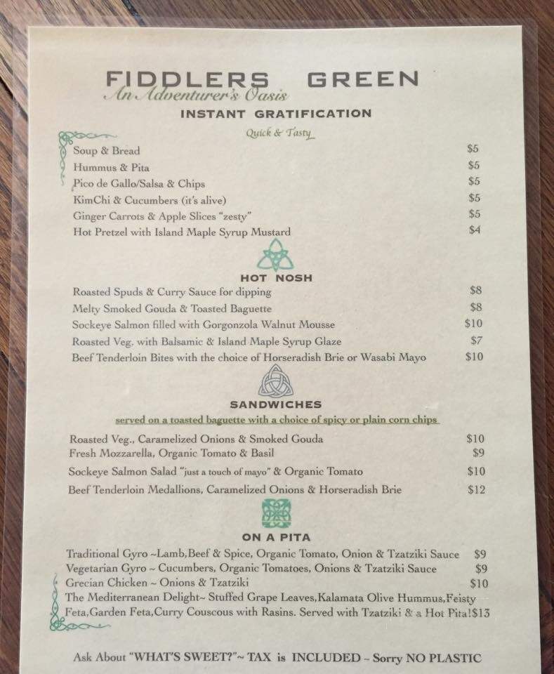 Fiddler's Green - Washington Island, WI menu_pic