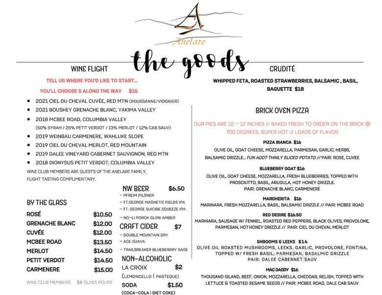 Anelare - Benton City, WA menu_pic