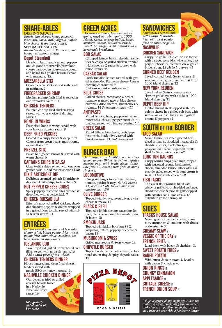 Side Tracks Bar & Grill - Lapeer, MI menu_pic
