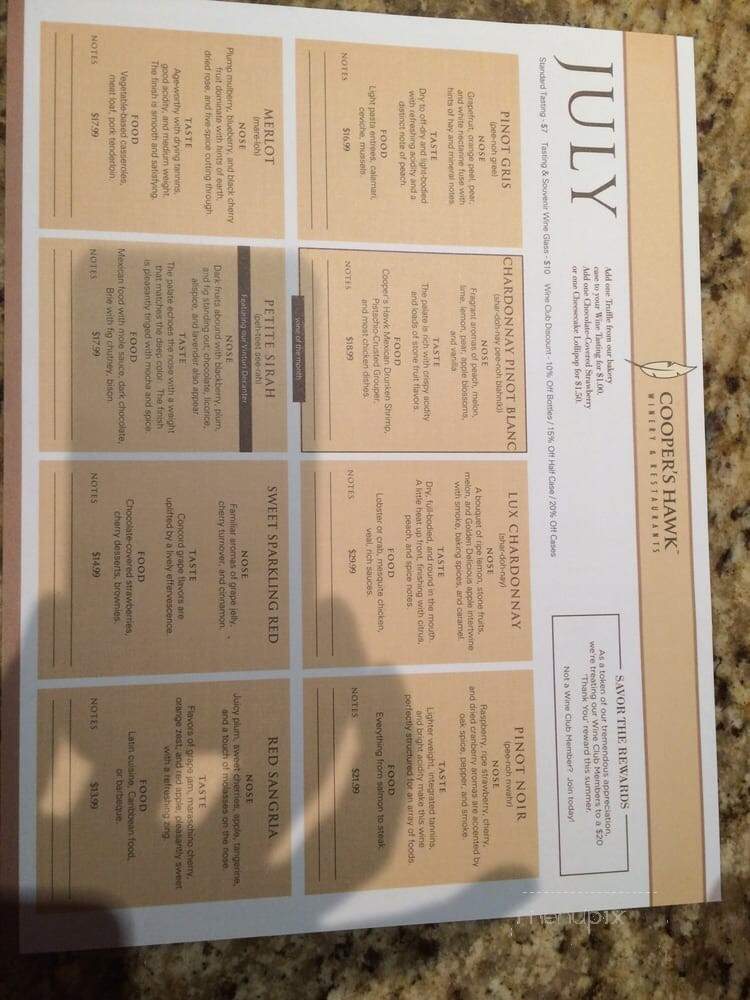 Cooper's Hawk Winery and Restaurant - Brookfield, WI menu_pic