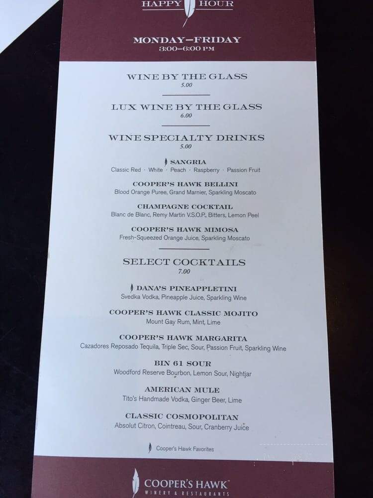 Cooper's Hawk Winery and Restaurant - Brookfield, WI menu_pic