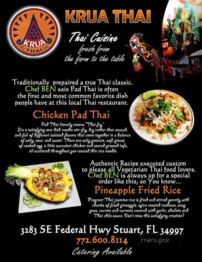 Krua Thai - Stuart, FL menu_pic
