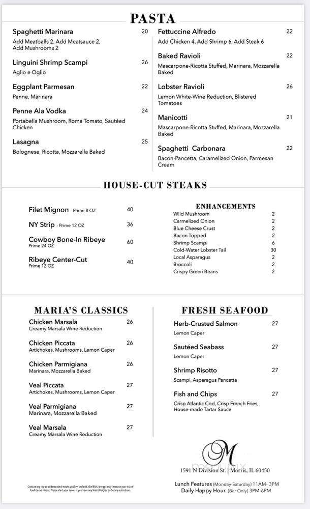 Maria's Ristorante & Pizzeria - Morris, IL menu_pic