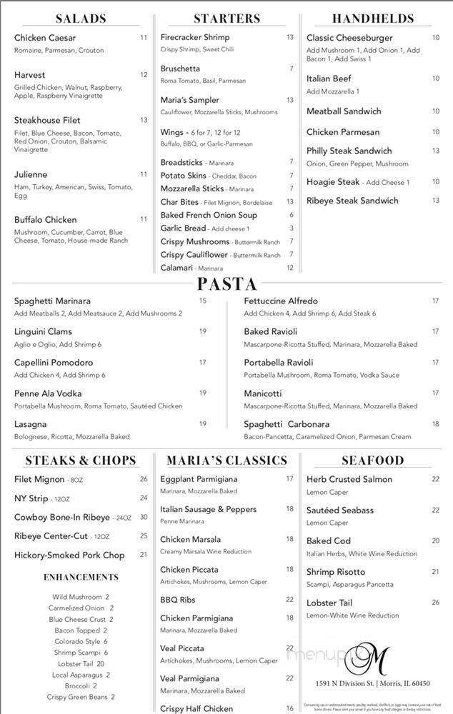 Maria's Ristorante & Pizzeria - Morris, IL menu_pic