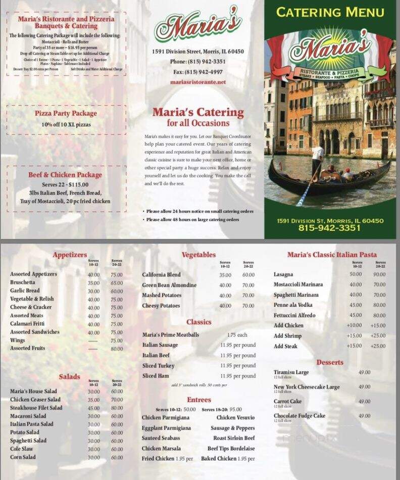 Maria's Ristorante & Pizzeria - Morris, IL menu_pic