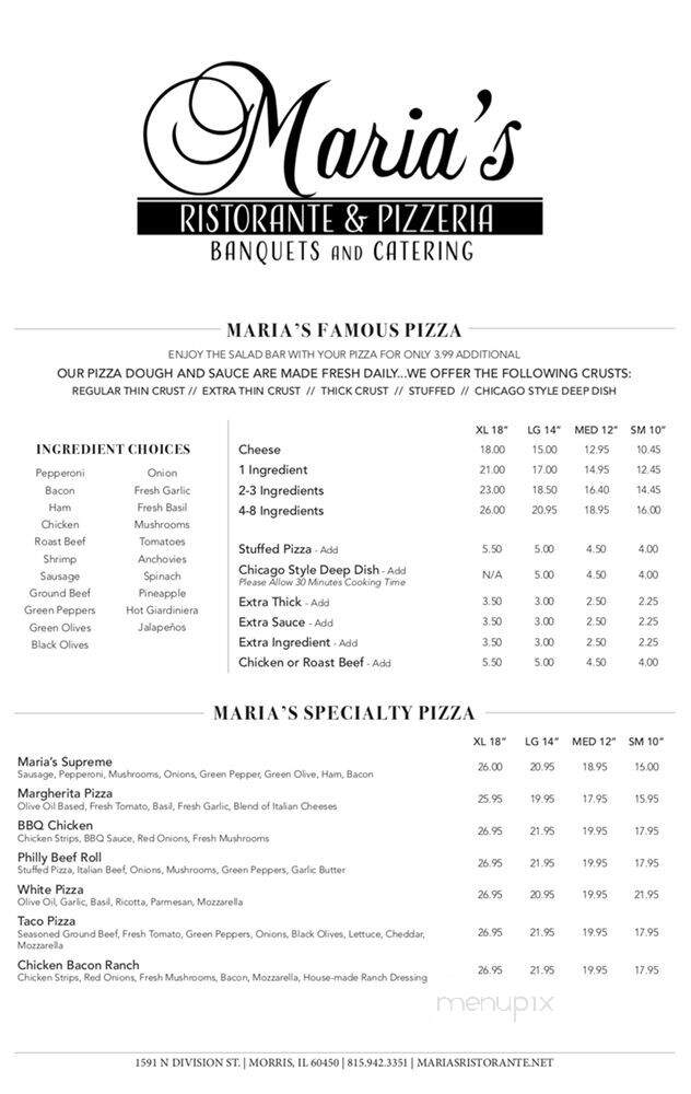 Maria's Ristorante & Pizzeria - Morris, IL menu_pic