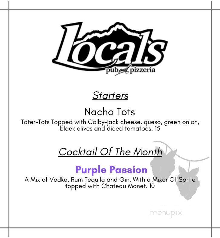 Locals Pub and Pizzaria - Wasilla, AK menu_pic