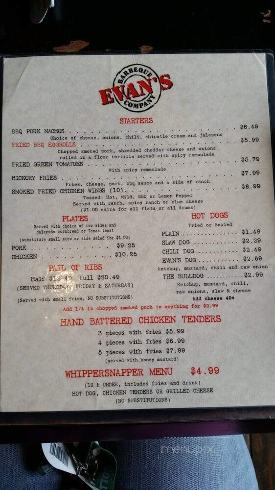 Evans Barbeque Company - Villa Rica, GA menu_pic