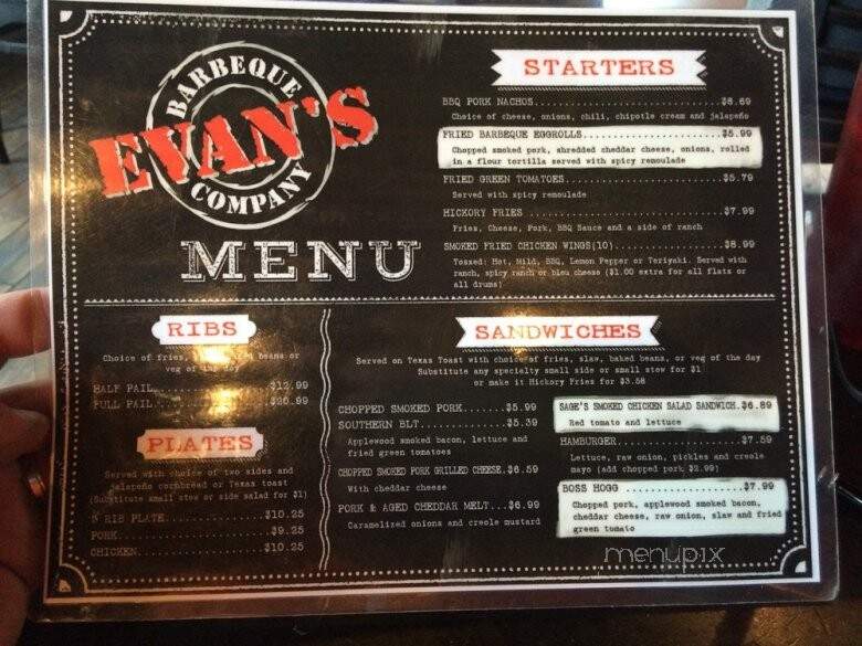 Evans Barbeque Company - Villa Rica, GA menu_pic