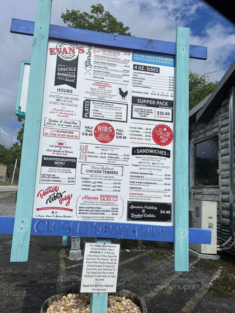 Evans Barbeque Company - Villa Rica, GA menu_pic