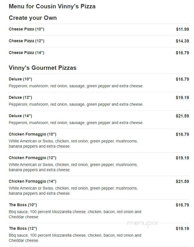 Cousin Vinny's Pizza - Middletown, OH menu_pic