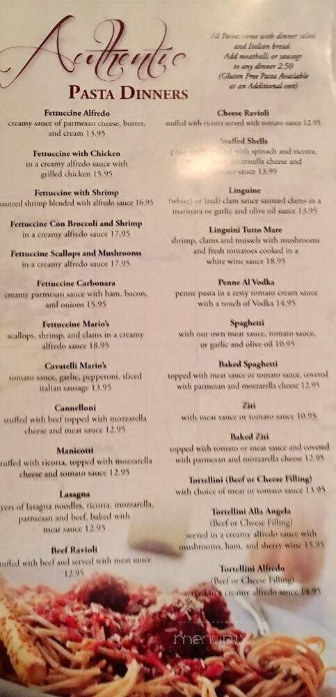 Angel's Italian Ristorante - Powhatan, VA menu_pic