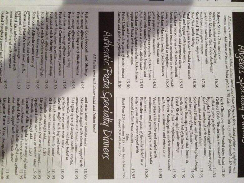 Angel's Italian Ristorante - Powhatan, VA menu_pic