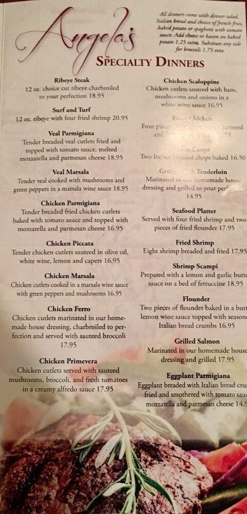 Angel's Italian Ristorante - Powhatan, VA menu_pic