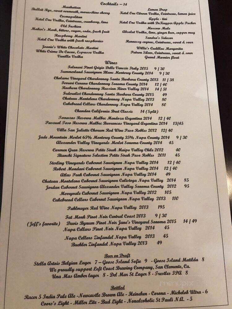 Jeff's Inviting Food and Spirits - Orange, CA menu_pic