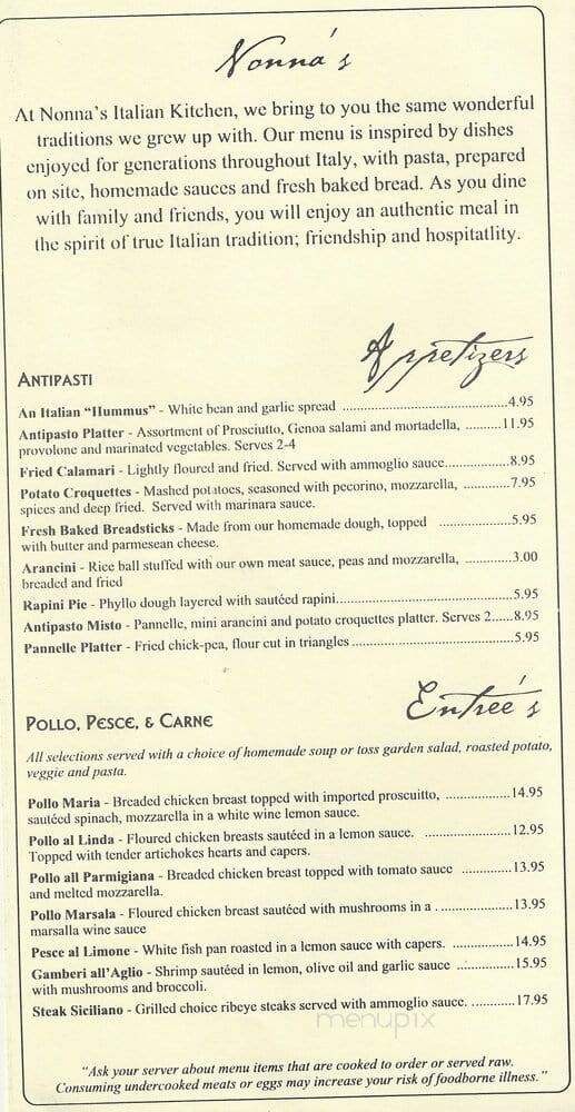 Nonna's Italian Kitchen - Shelby Township, MI menu_pic