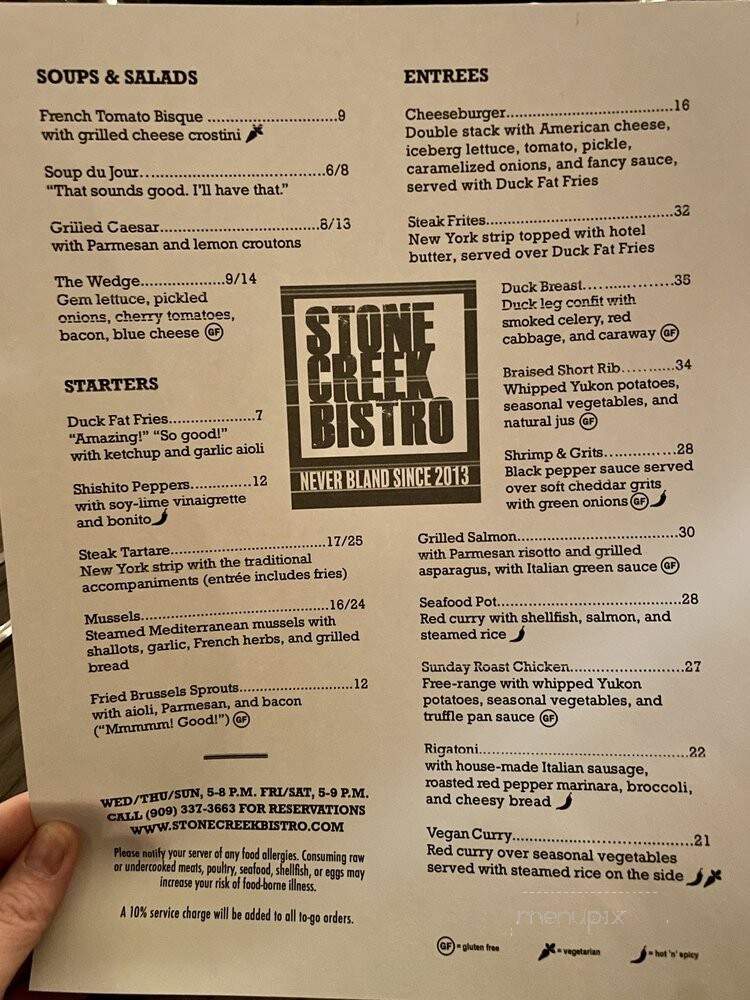 Stone Creek Bistro - Blue Jay, CA menu_pic