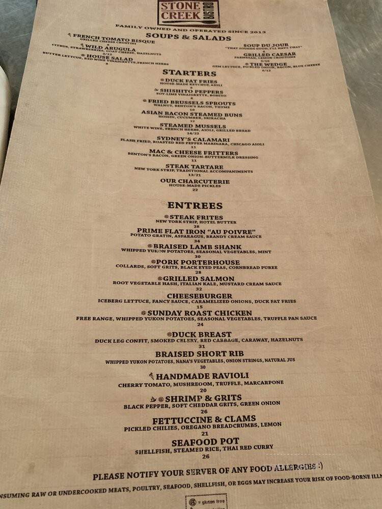 Stone Creek Bistro - Blue Jay, CA menu_pic