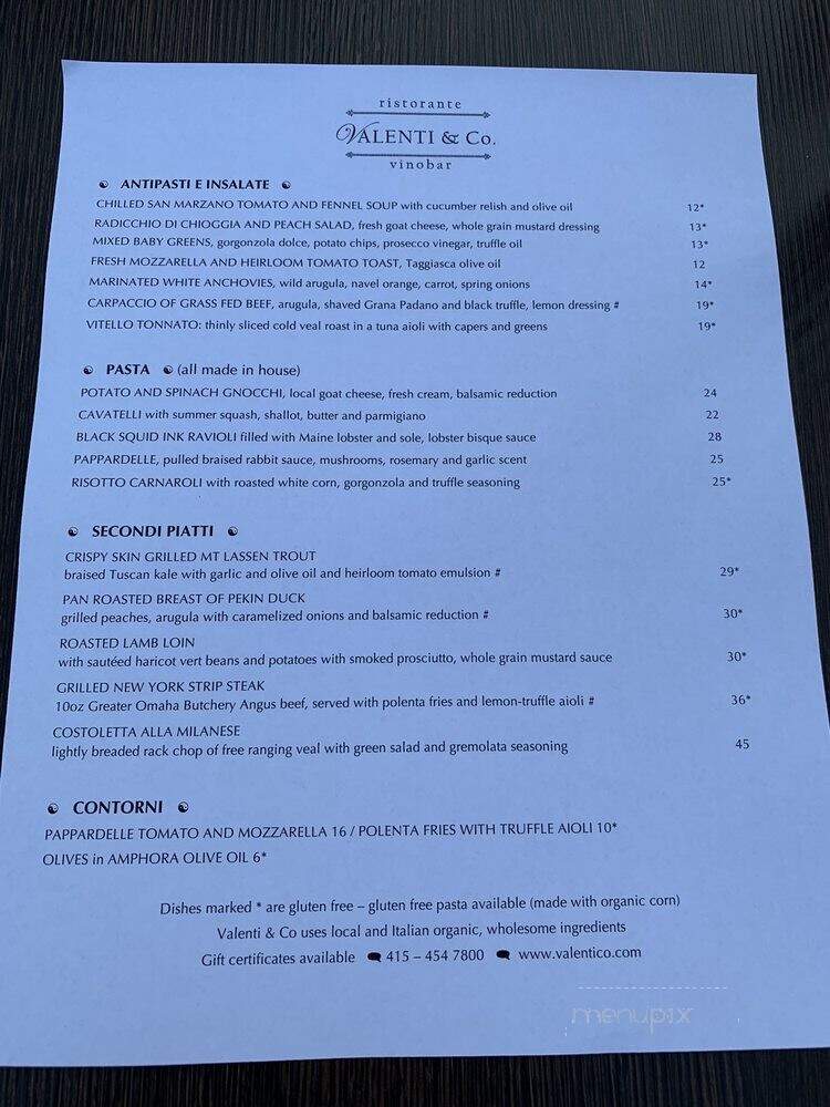Valenti & Co. - San Anselmo, CA menu_pic