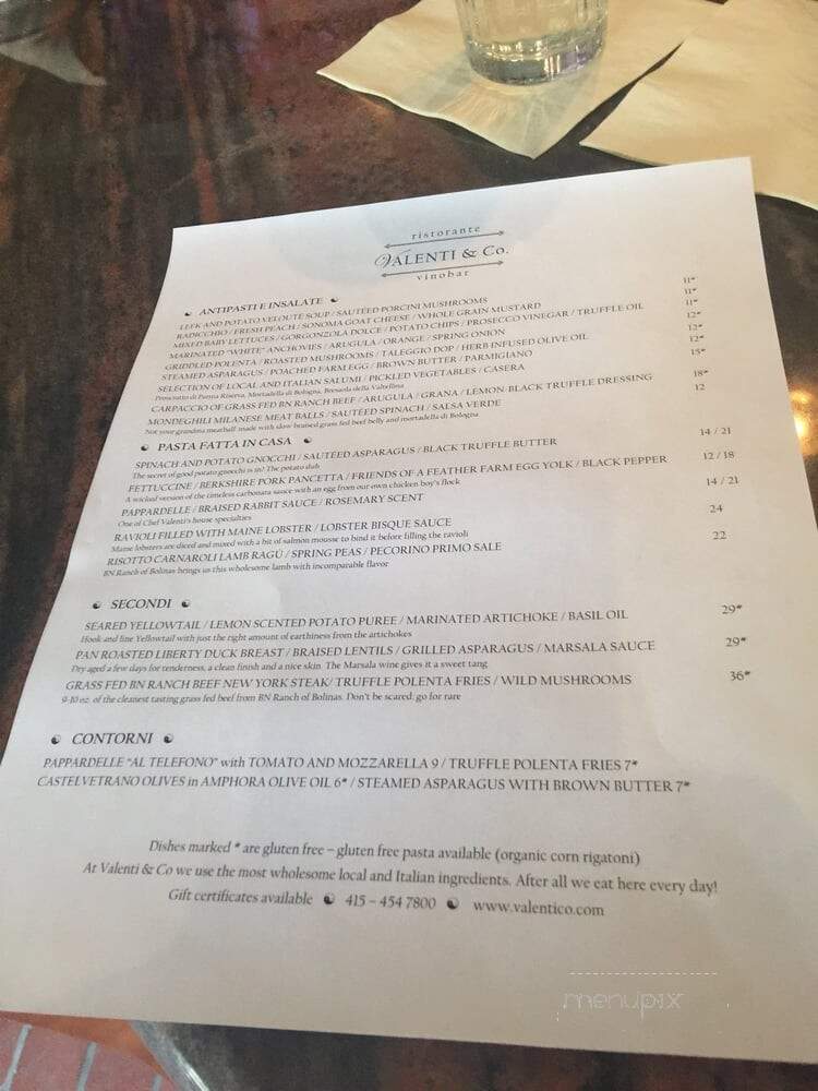 Valenti & Co. - San Anselmo, CA menu_pic