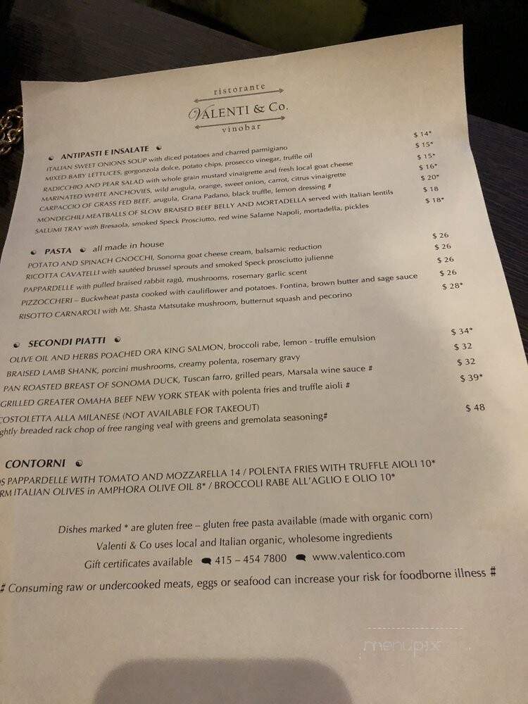Valenti & Co. - San Anselmo, CA menu_pic