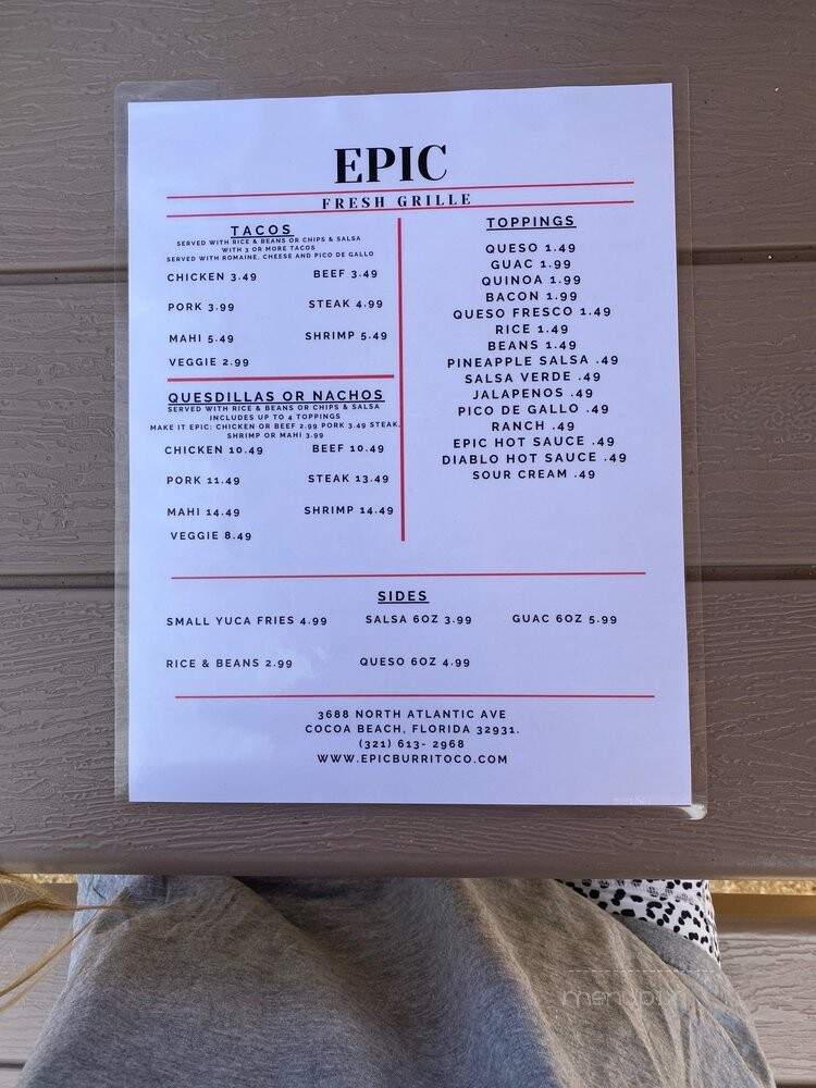 Epic Burrito Co. - Cocoa Beach, FL menu_pic