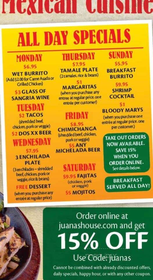 La Casa de Juana - Tempe, AZ menu_pic