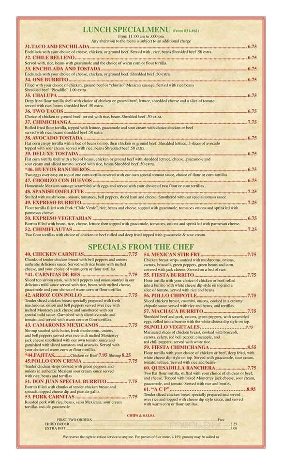 Don Pedro Mexican Restaurant - Gastonia, NC menu_pic