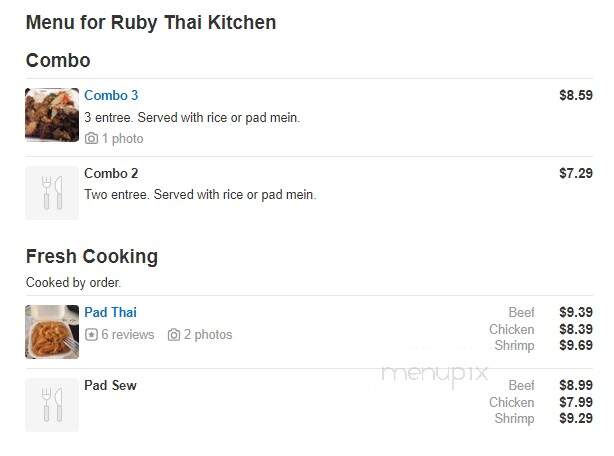 Ruby Thai Kitchen - Reno, NV menu_pic