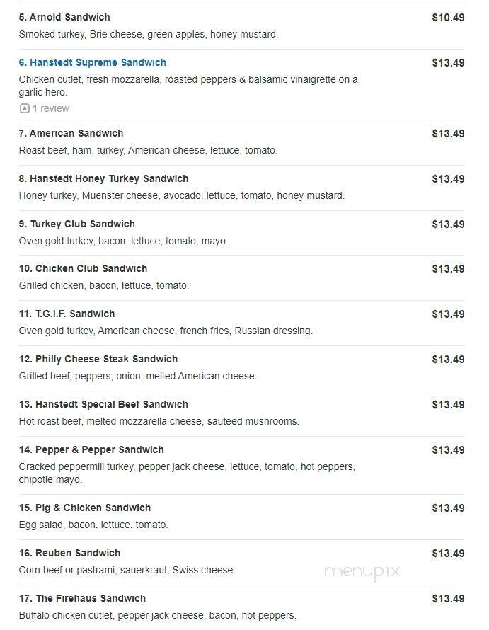 Hanstedt Delicatessen - Plainview, NY menu_pic