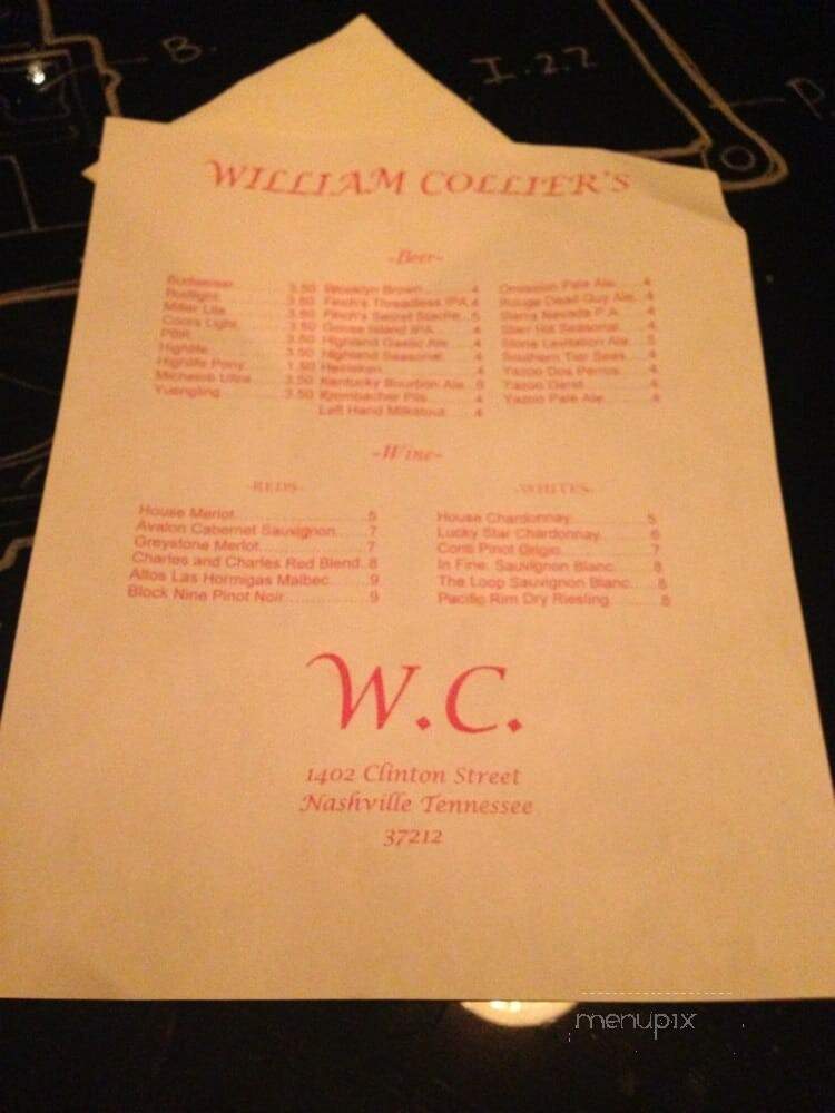 William Collier's - Nashville, TN menu_pic