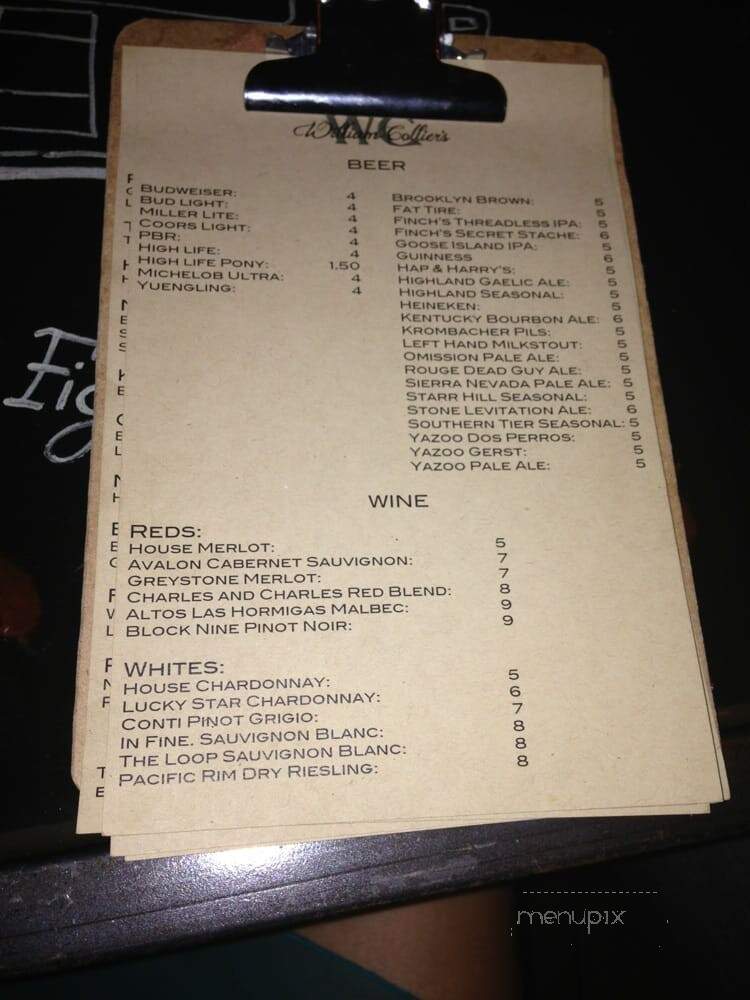 William Collier's - Nashville, TN menu_pic