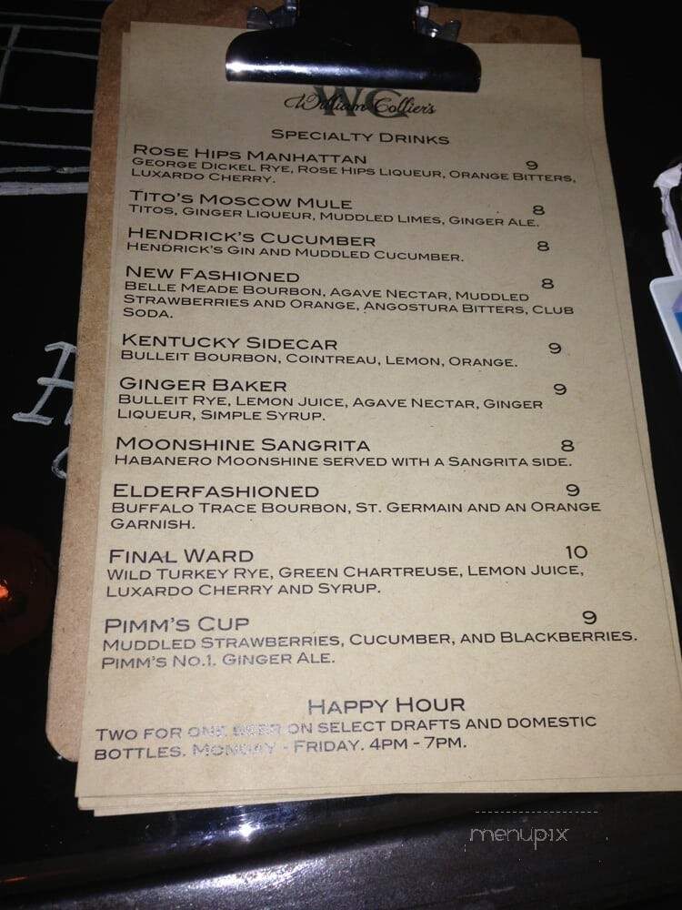 William Collier's - Nashville, TN menu_pic