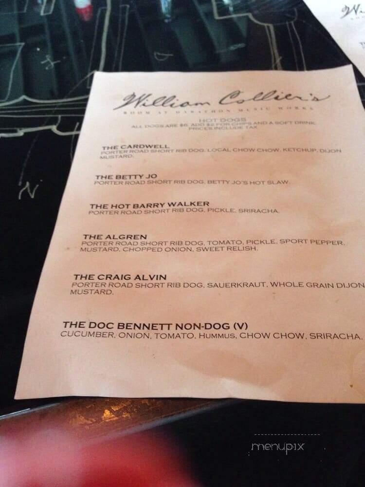 William Collier's - Nashville, TN menu_pic