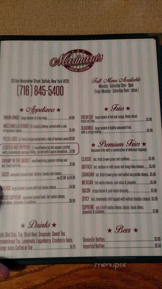 Marinaro's Larkin Tavern - Buffalo, NY menu_pic